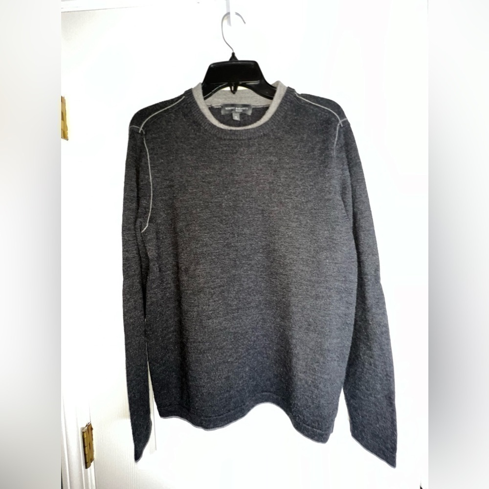 Robert Barakett Men’s Medium Gray 100% Merino Wool Crew Neck Pullover Sweater M - Picture 9 of 14